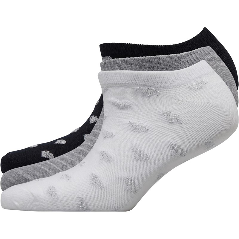 Image of Fruitcake Womens Three Pack Printed Trainer Liner Socks Black Heart/Grey Stripe/Star Print