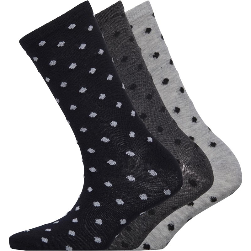 Image of Fruitcake Womens Three Pack Dobby Spot Print Socks Black Spot/Grey Spot/Light Grey Spot