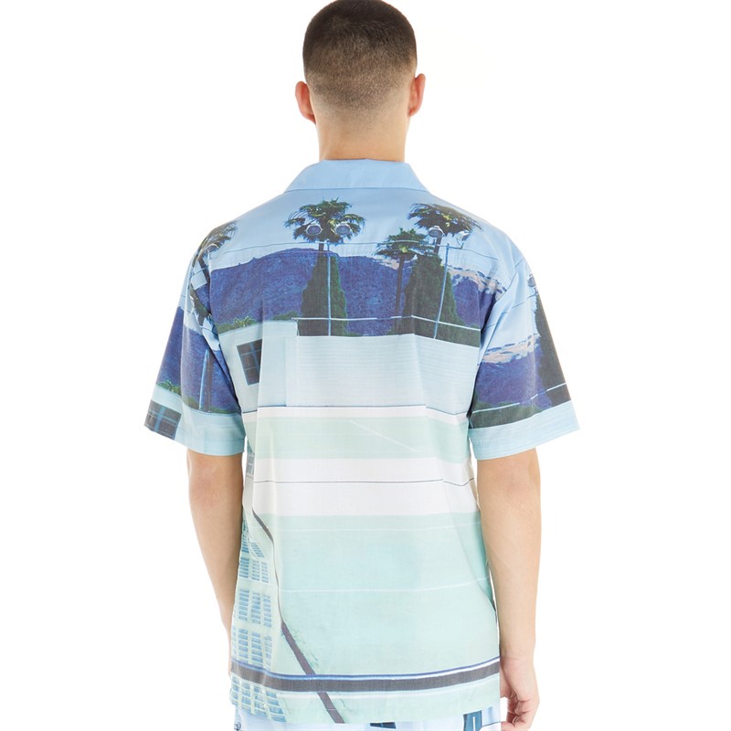 Fila Mens Vito Photographic Short Sleeve Shirt Dusty Aqua