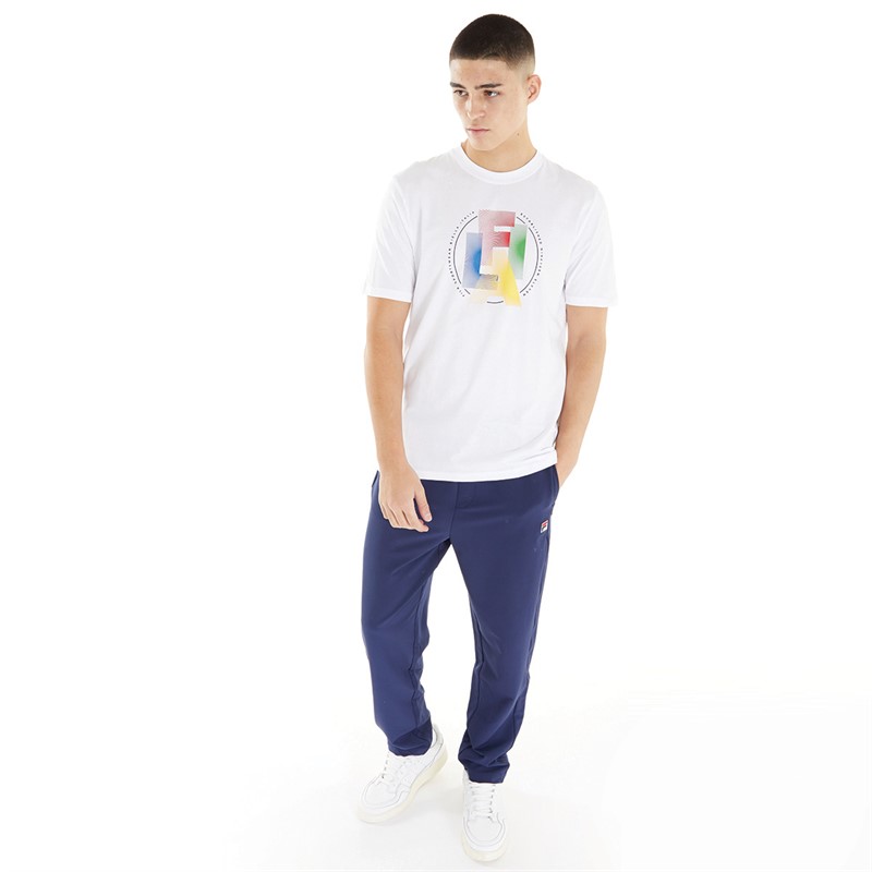 Fila Mens Lennon Graphic Logo T-Shirt White