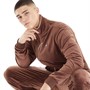 Fila Mens Irving Velour Track Top Brown Stone