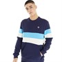 Fila Mens Roman Colour Blocked Sweatshirt Fila Navy/Aquarius/Egret