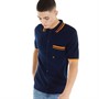 Fila Mens Ascari Waffle Knitted Button Through Polo Base Fila Navy/Tipping Sun Orange