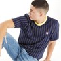 Fila Mens Fionn Pin Striped T-Shirt Fila Navy/Limelight