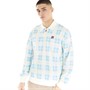 Fila Mens Asher Digital Print Check Polo Sweater Egret/Nimbus Cloud/Sky Blue