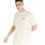 Fila Mens Alto Check Print T-Shirt Egret/Amber Yellow/Fila Navy