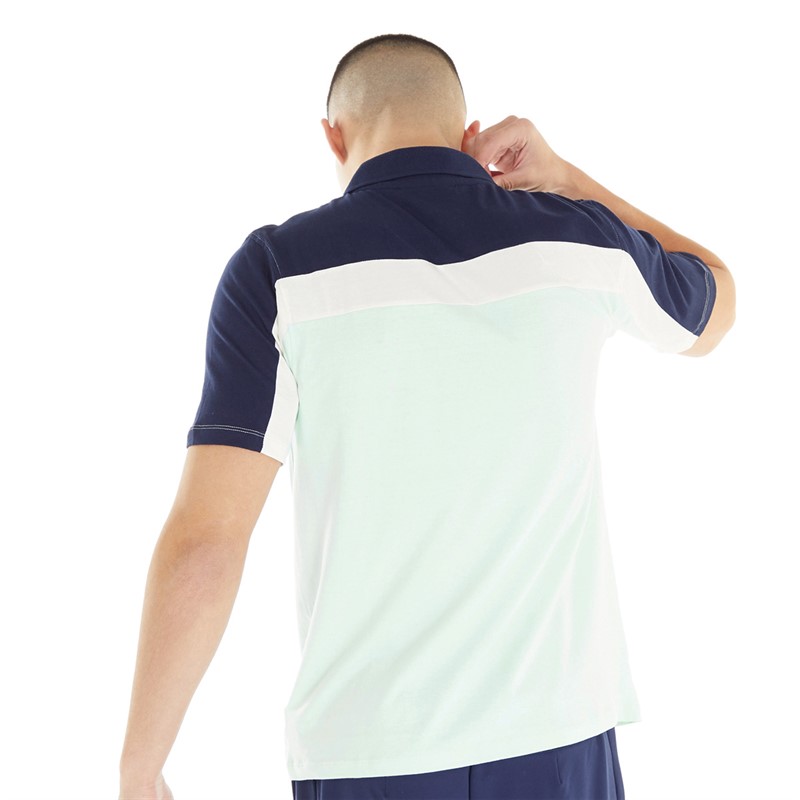 Fila Mens Kaiser Cut And Sew Vintage Wash Polo Blue Glass/Fila Navy/Egret