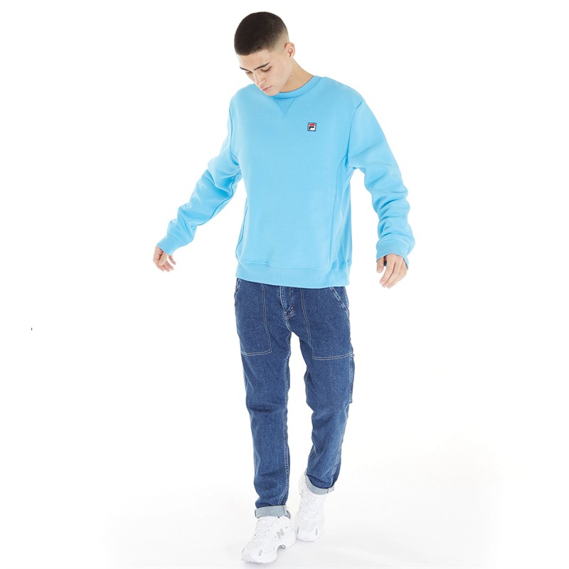 Fila Mens Luka Essential Crew Neck Sweatshirt Aquarius