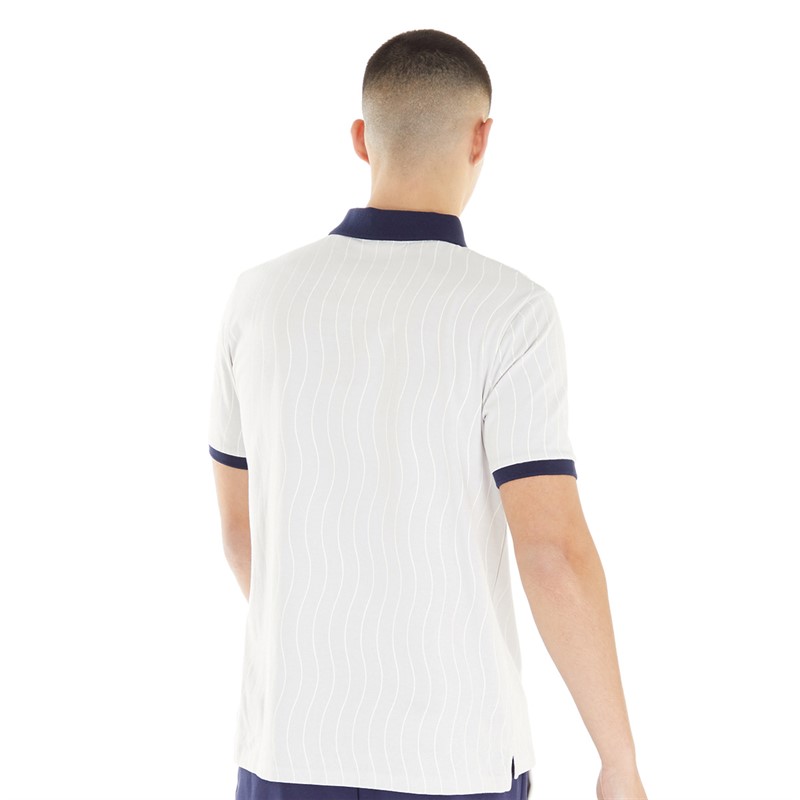 Fila Mens Ellery Wave Stripe Polo Nimbus Cloud/Fila Navy/Egret