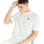 Fila Mens Alto Check Print T-Shirt Egret/Quiet Green/Sky Blue