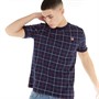 Fila Mens Casbian Check Print Ringer T-Shirt Fila Navy/Fila Red/White