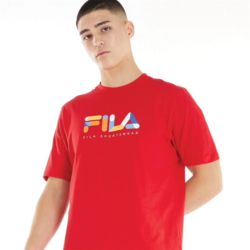 Fila Mens Hamilton Graphic Logo T-Shirt Fila Red