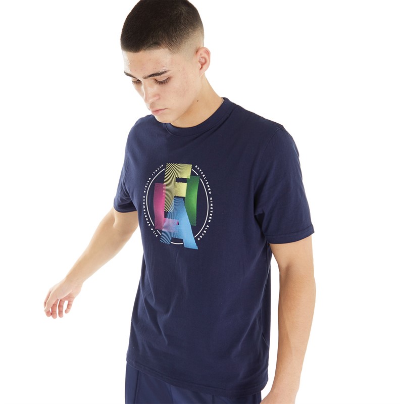 Fila Mens Lennon Graphic Logo T-Shirt Fila Navy