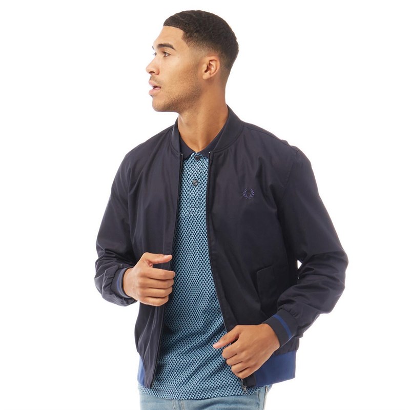 Fred Perry Mens Twill Bomber Jacket Navy