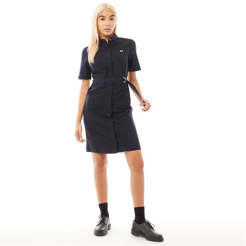 Buy Fred Perry Womens Belted Shirt Dress Navy