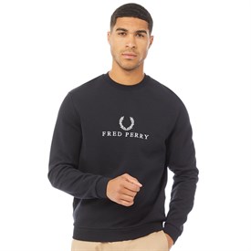 Buy Fred Perry Mens Embroidered Sweatshirt Navy