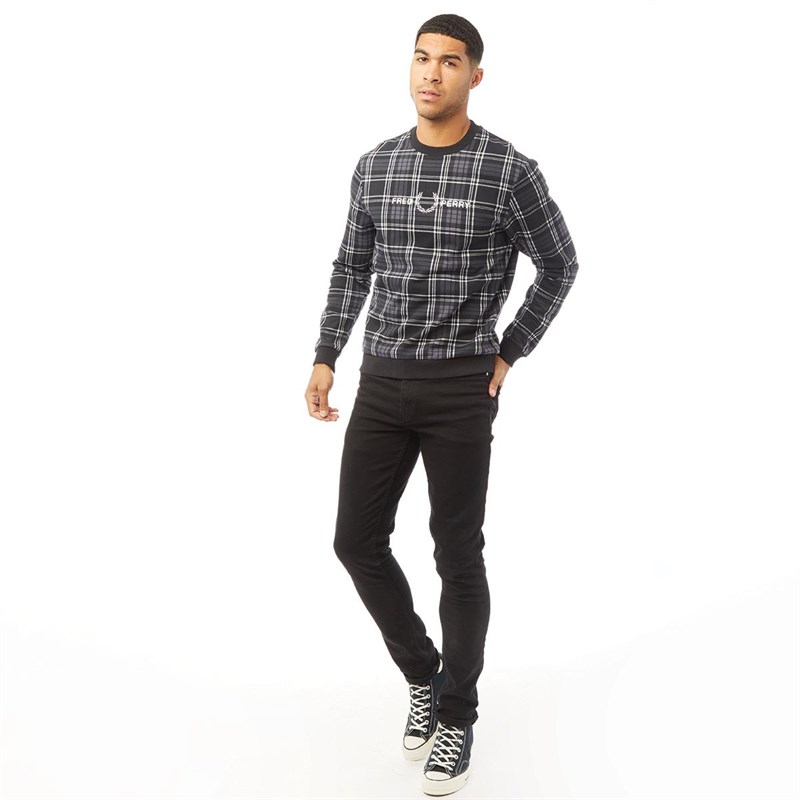 Fred Perry Herren Sweatshirt Schwarz kariert