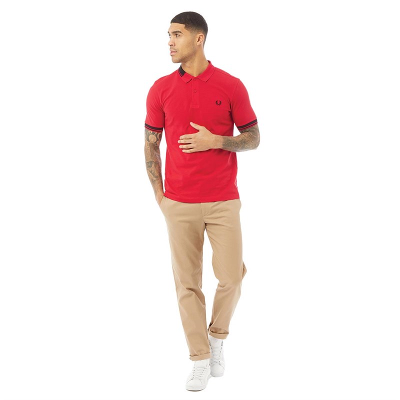 Fred Perry Mens Abstract Collar Polo Jester Red