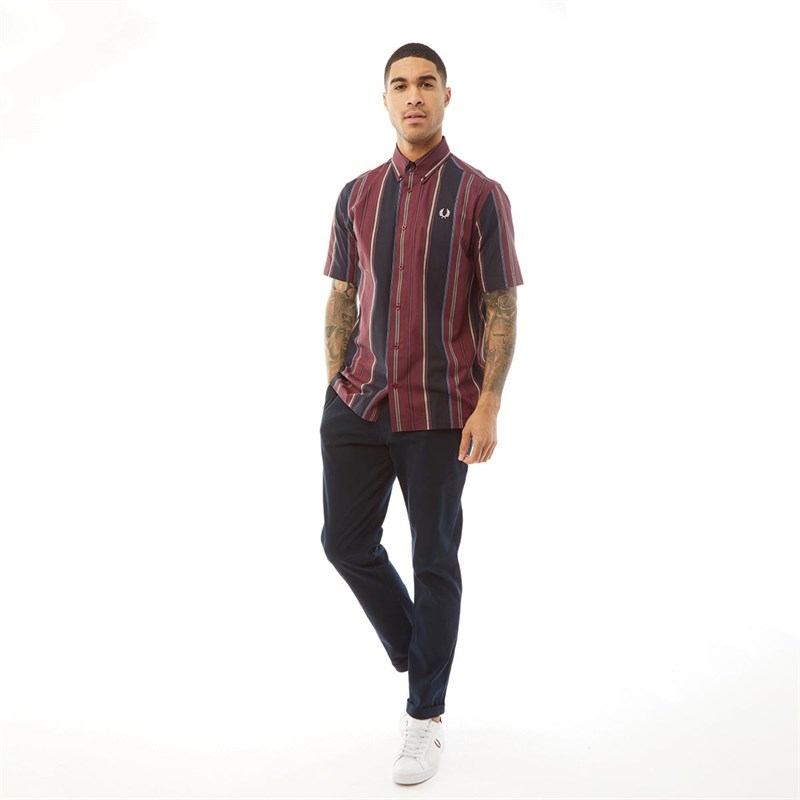 Fred Perry Herren Hemd mit kurzem Arm Rot