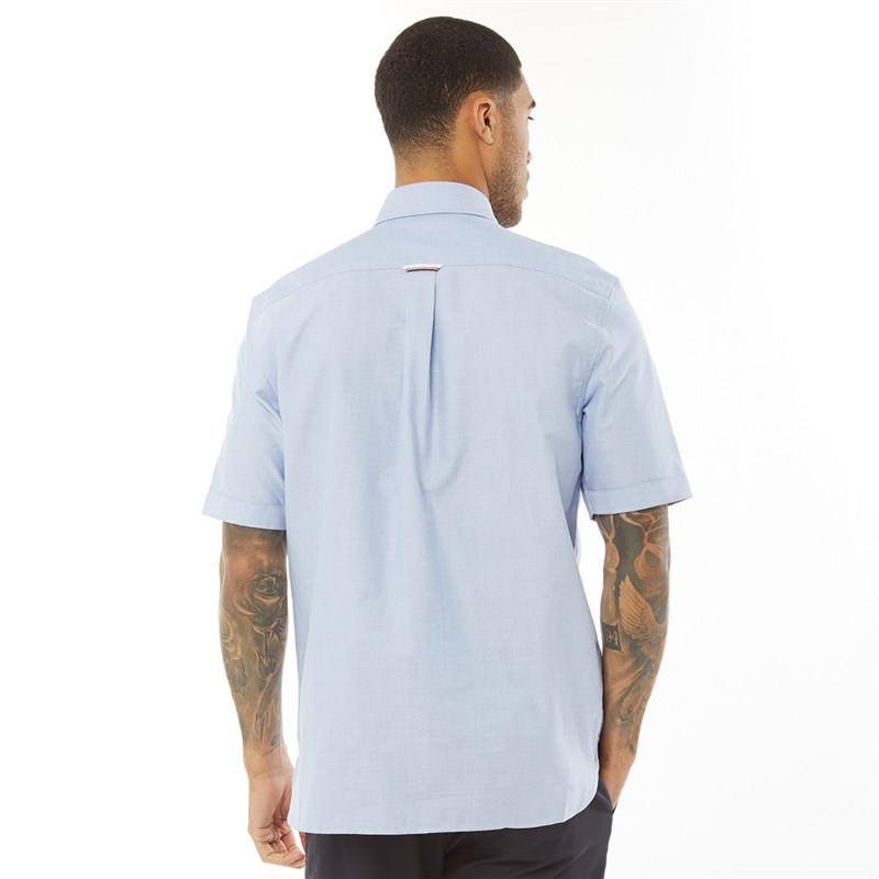 Fred Perry Herren Classic Oxford Hemd mit kurzem Arm Hellblau