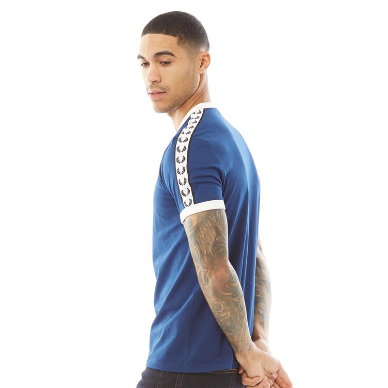 Fred Perry Herren Taped Ringer T-Shirts Navy