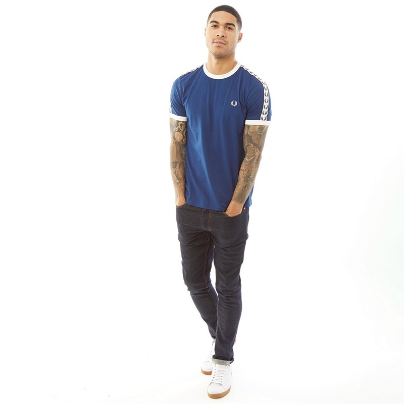 Fred Perry Herren Taped Ringer T-Shirts Navy