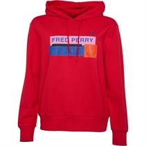 Fred Perry Womens Graphic Print Hoodie Cherry Bomb