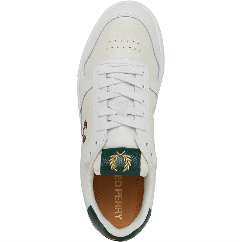 Fred Perry B300 Scotch Grain Leather Trainers Porcelain