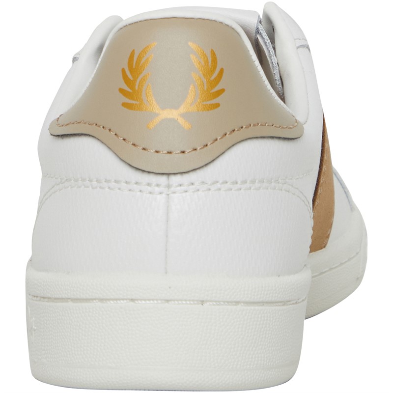 Fred Perry B721 Pique Emb Lea/Branded Trainers Porcelain