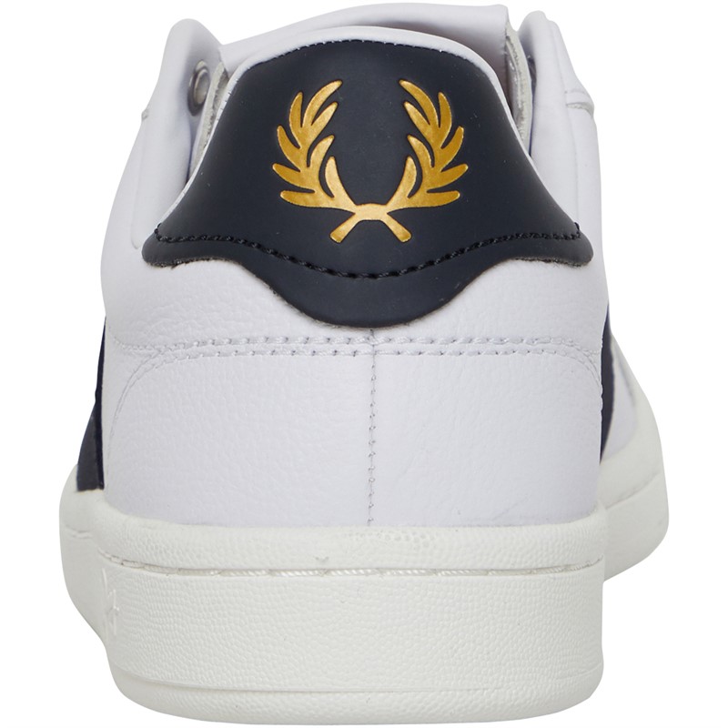 Fred Perry B721 Textured Leather/Branded Trainers White