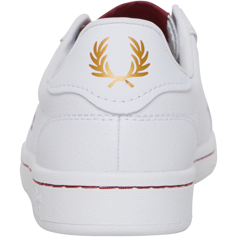Fred Perry B721 Perf Lea/Contrast Stitch Trainers White