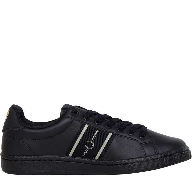 Fred Perry B721 Lea/Graphic Brand Webbing Trainers Black