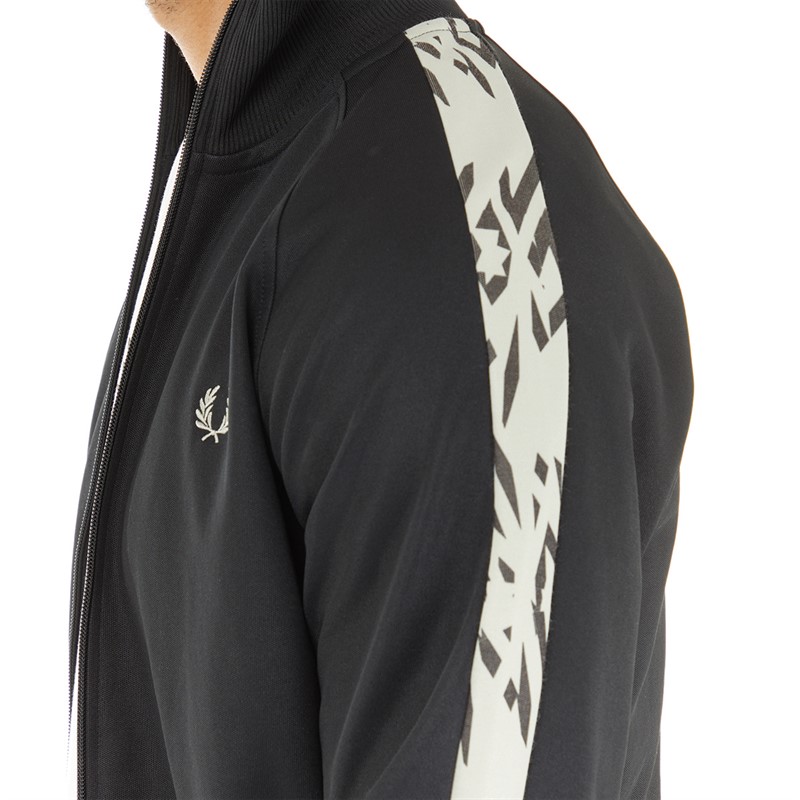 Fred Perry Mens Printed Track Jacket Black