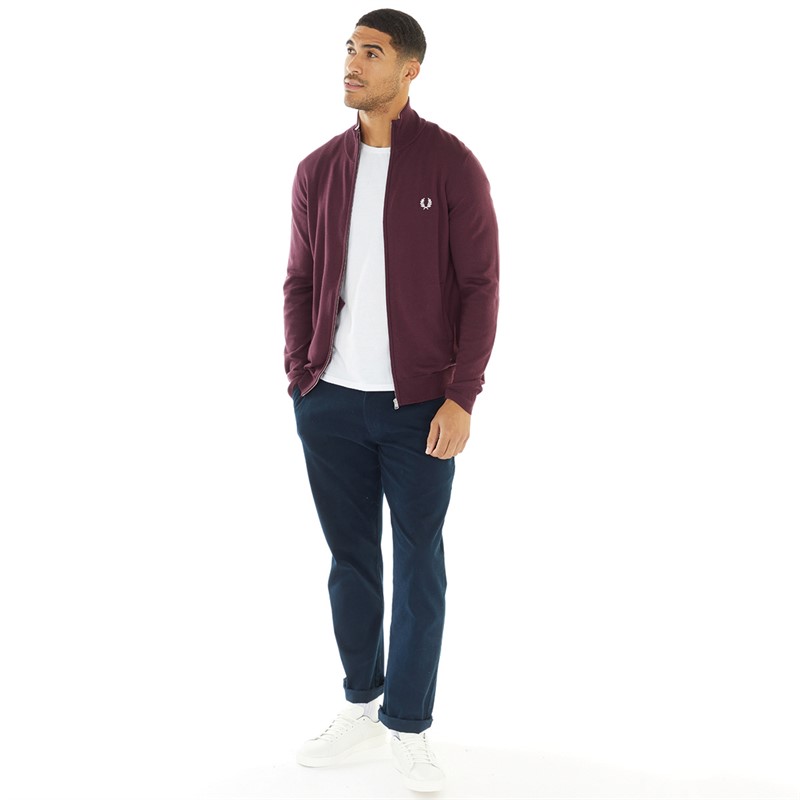 Buy Fred Perry Mens Classic Zip Through Cardigan Oxblood