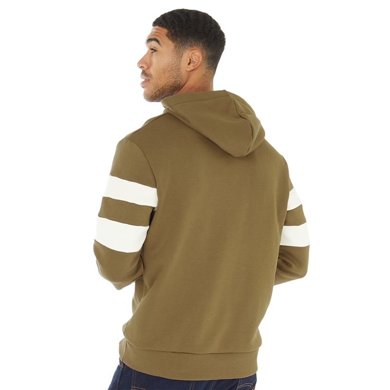 Fred Perry Mens Tipped Sleeve Hoodie Shaded Stone