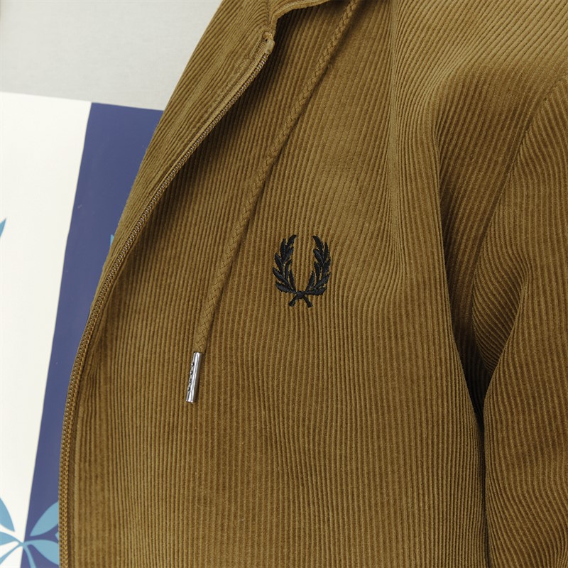 Fred Perry Mens Cord Track Jacket Shaded Stone
