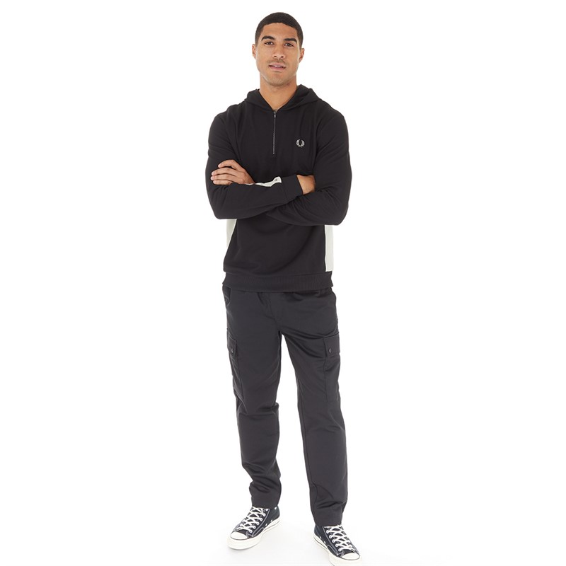 Fred Perry Mens 1/4 Zip Tricot Hoodie Black