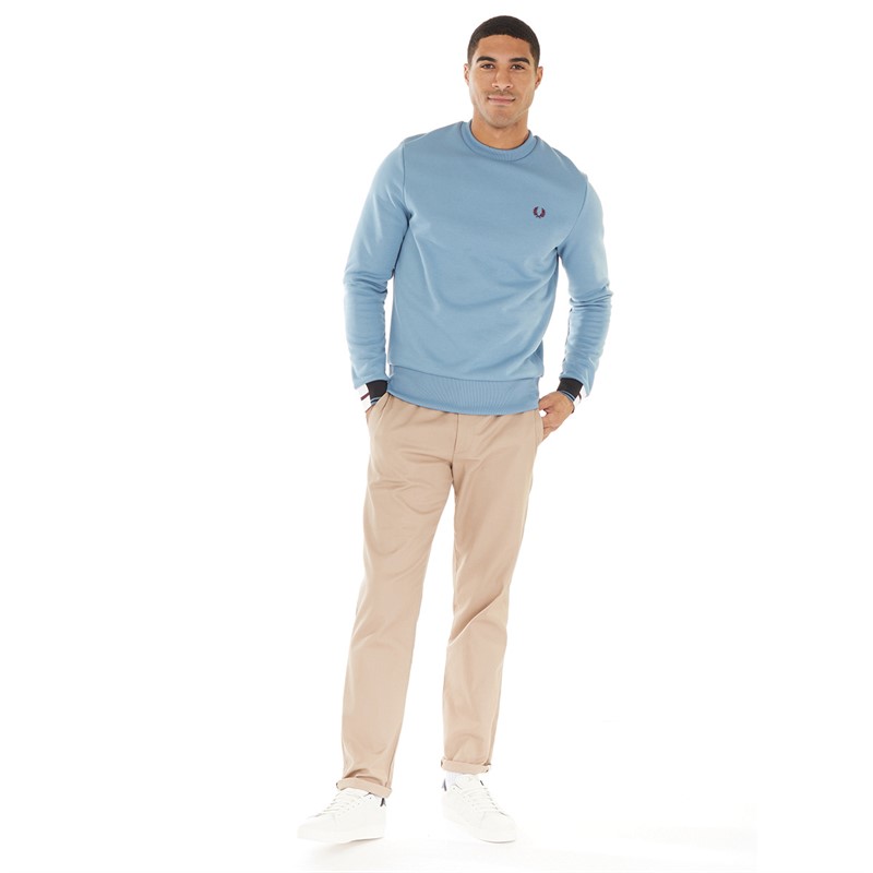 Fred Perry Mens Abstract Tipped Sweatshirt Ash Blue