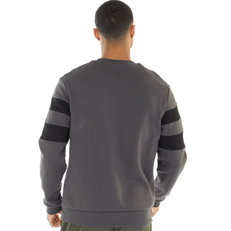 Fred Perry Mens Tipped Sleeve Sweatshirt Gunmetal