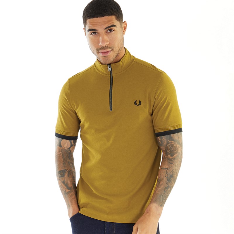 Buy Fred Perry Mens Funnel Neck Polo Dark Caramel