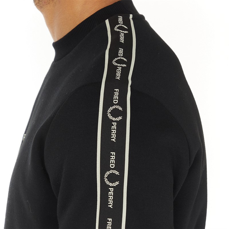 Fred Perry Mens Tape Sleeve Sweatshirt Black