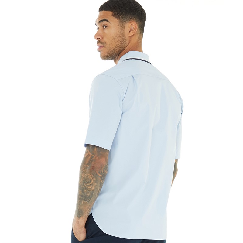 Fred Perry Mens Knitted Collar Shirt Light Smoke