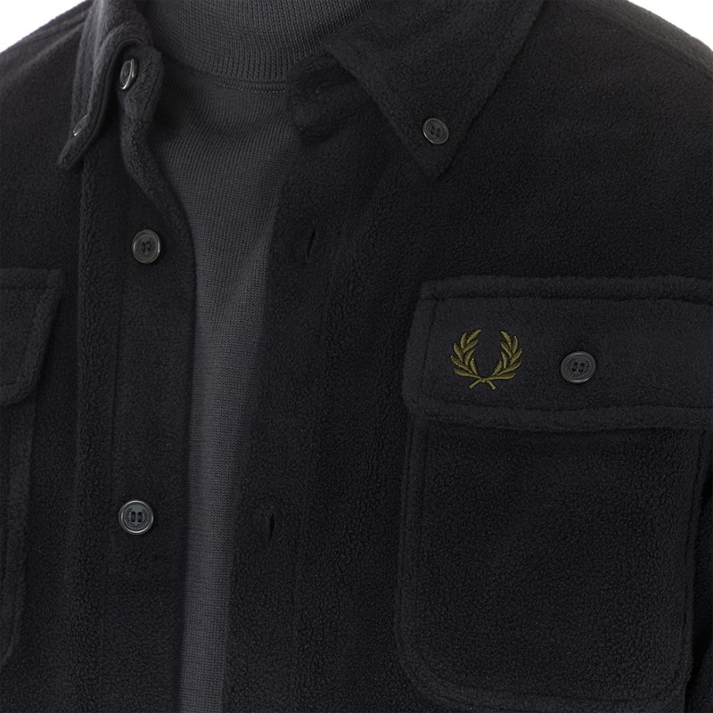 Fred Perry Mens Fleece Overshirt Black