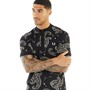 Fred Perry Mens Paisley Henley Polo Black