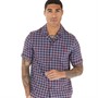 Fred Perry Mens Gingham Short Sleeve Shirt Ash Blue