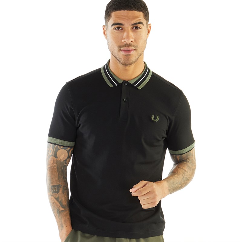 Buy Fred Perry Mens Textured Polo Black