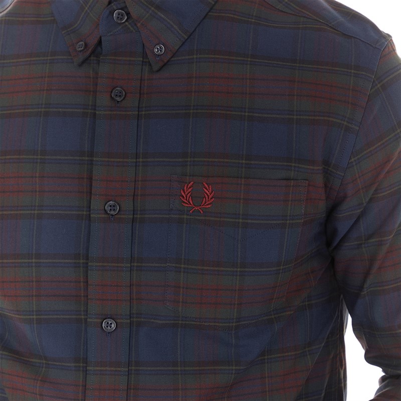 Fred Perry Mens Tartan Shirt French Navy