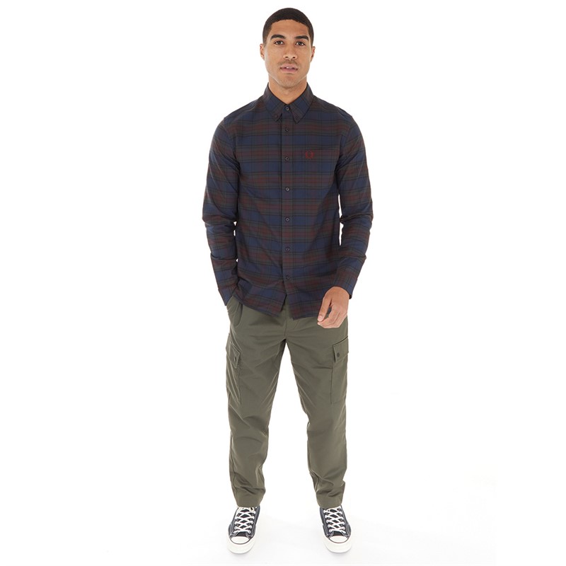 Fred Perry Mens Tartan Shirt French Navy