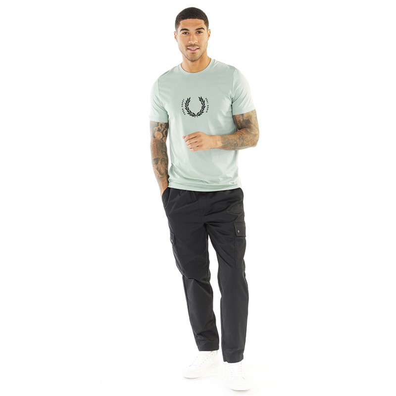 Fred Perry Mens Circle Branding T-Shirt Silver Blue