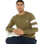 Fred Perry Mens Tipped Sleeve Jumper Shaded Stone